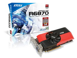  MSI Radeon HD 6870 900 Mhz PCI-E 2.1 1024 Mb 4200 Mhz 256 bit 2xDVI HDMI HDCP