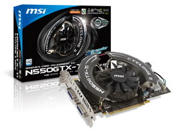  MSI GeForce GTX 550 Ti 950Mhz PCI-E 2.0 1024Mb 4300Mhz 192 bit 2xDVI Mini-HDMI HDCP Cyclone