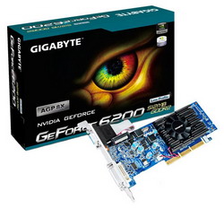  Gigabyte GeForce 6200 350Mhz AGP 256Mb 700Mhz 64 bit DVI