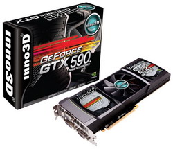  InnoVISION GeForce GTX 590 607Mhz PCI-E 2.0 3072Mb 3414Mhz 768 bit 3xDVI HDCP