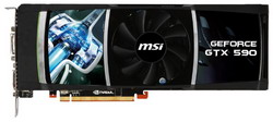  MSI GeForce GTX 590 607Mhz PCI-E 2.0 3072Mb 3414Mhz 768 bit 3xDVI HDCP