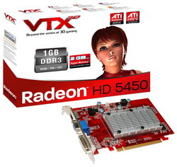  VTX3D Radeon HD 5450 650Mhz PCI-E 2.1 1024Mb 800Mhz 64 bit DVI HDMI HDCP V4